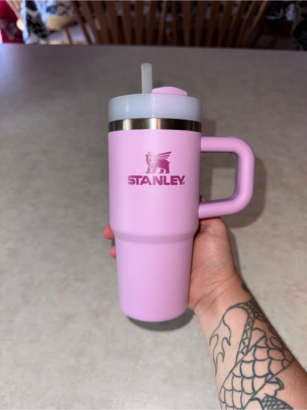 Stanley Purple Insulated Travel Tumbler with Handle and Straw